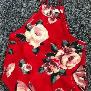 Red floral tank top